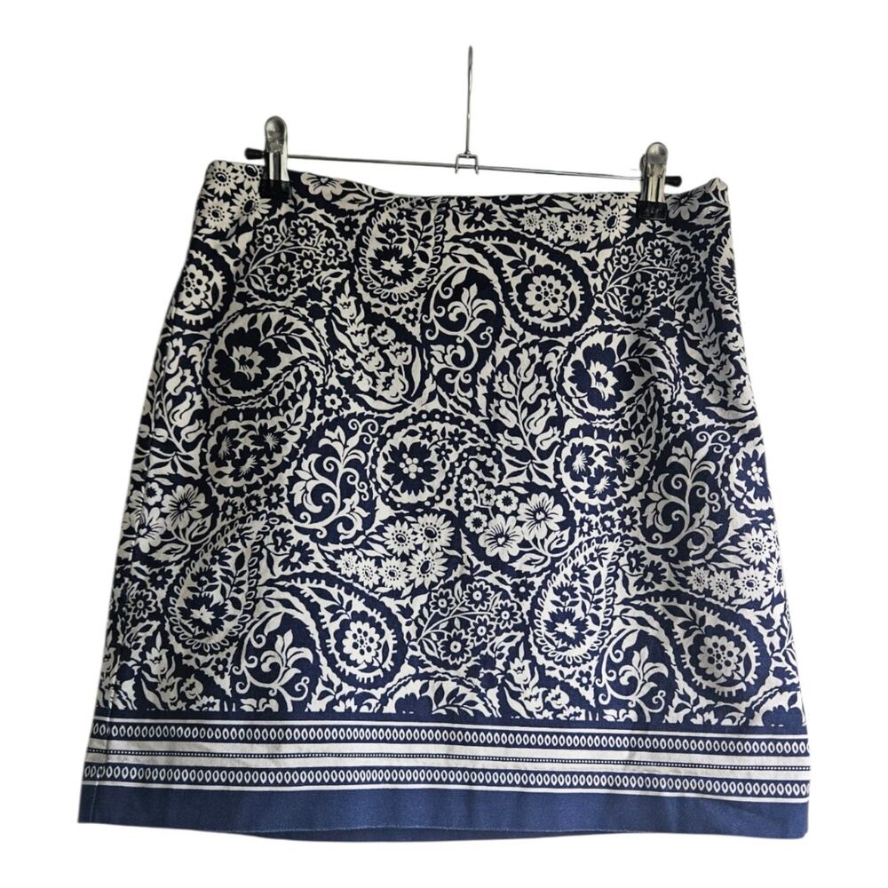 Talbots Skirt Size 6 Paisley/Floral Blue/White Size Zip Lined